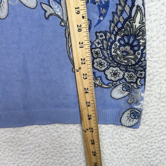Talbots Audrey 100% Cashmere Sweater XL Blue Paisley Medallion - Picture 13 of 15